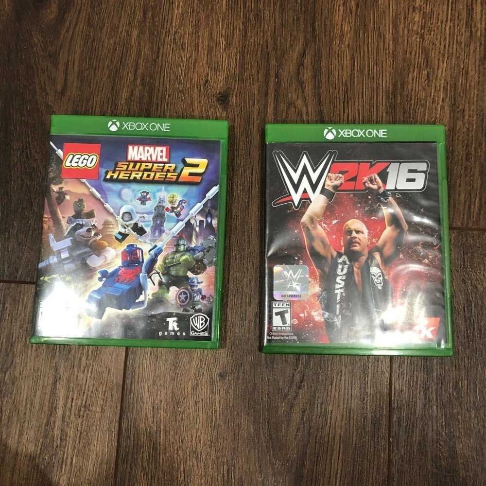 Microsoft Xbox One WWE 2K16 Steve Austin  & Lego Marvel Super Heroes 2 LOT OF 2